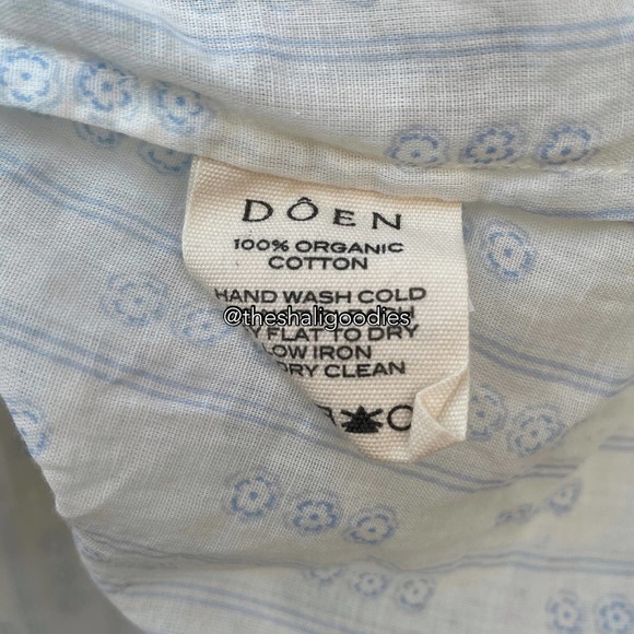 DOEN Misty Top White Blue Floral Lace Trim Cotton Blouse - Picture 9 of 10